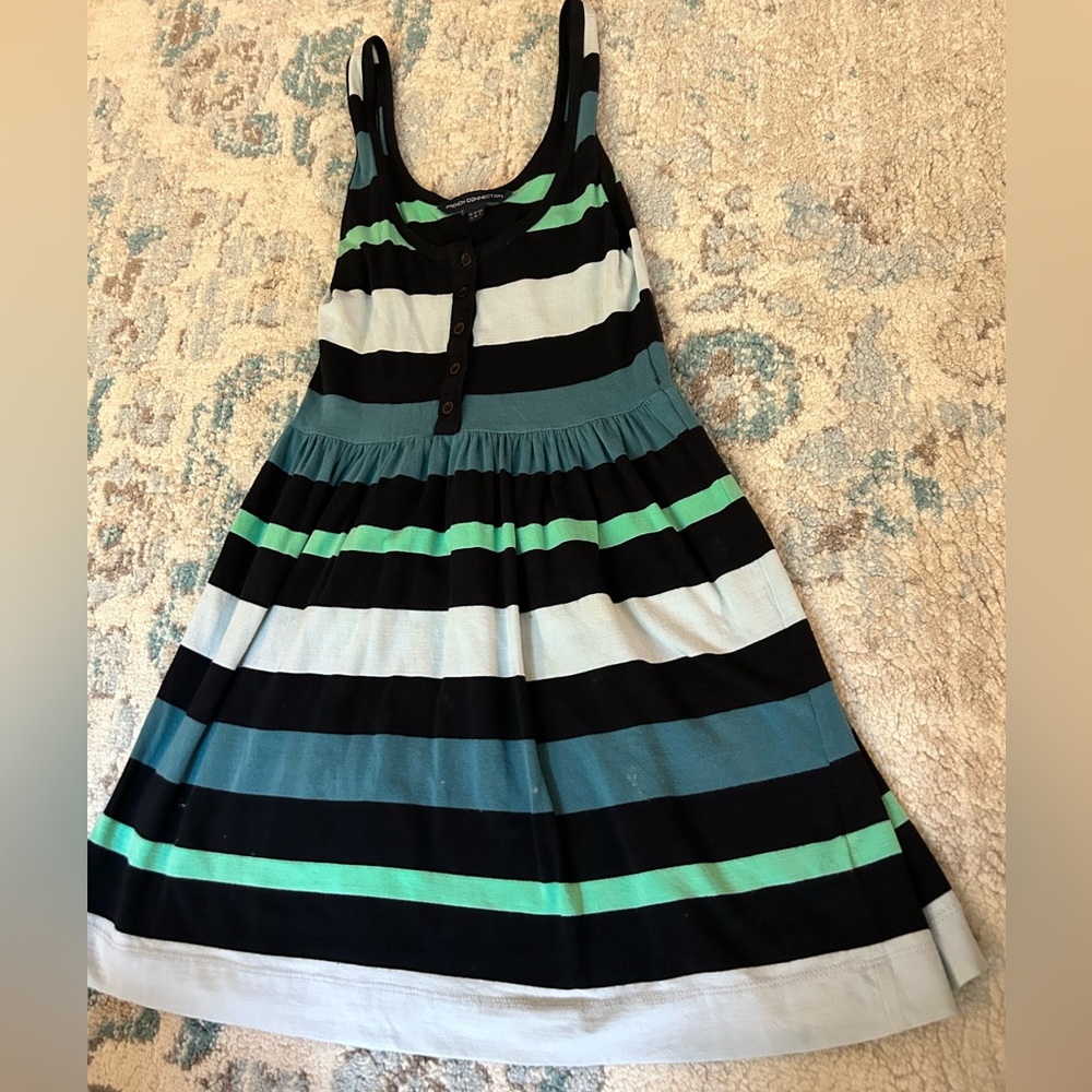 French Connection size 4 striped dress. Buttons on the front.